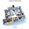 The Morning Dove: One Bedroom One Bath w/ Den - 841SqFt
